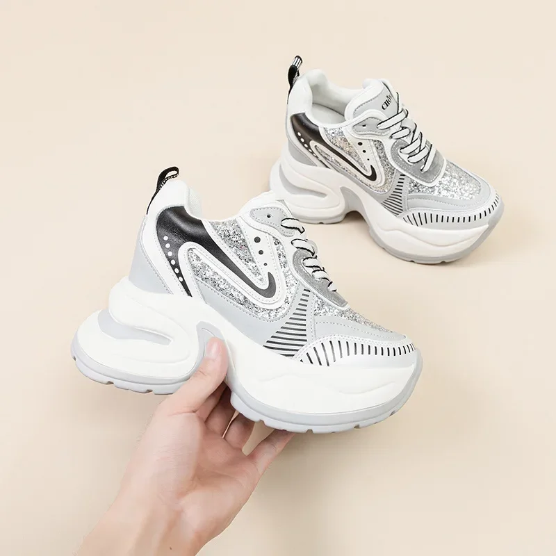 Женская кожаная обувь CLAIAMI увеличивающая рост повседневная роскошная на