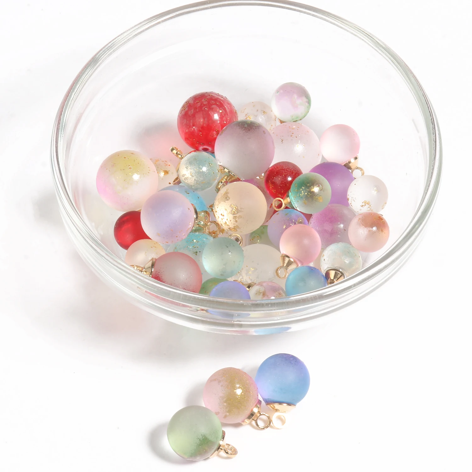 10pcs/lot Mixed Color Ball Shape Czech Lampwork Pendant Glass Beads Charms Pendants for Jewelry Making Earrings Necklace Diy - купить по