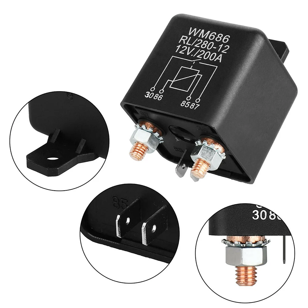 

12V 200A High Current Power Car Starter Relay Switch Battery Cut-off Starting Relay for Auto Truck Boat Marine Motorbike Vehicle