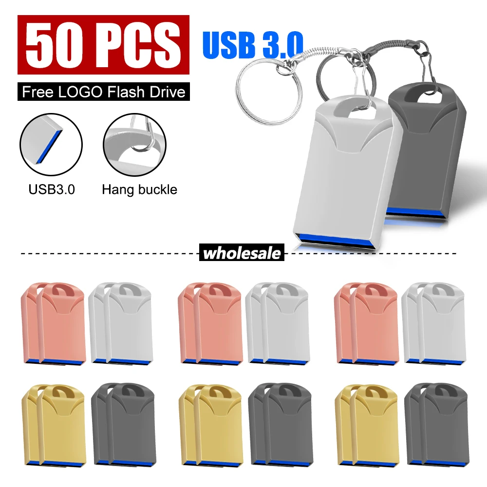 

50 шт./партия супер мини USB 3,0 флэш-накопитель 32 Гб 64 Гб Водонепроницаемая металлическая карта памяти 128 ГБ высокоскоростной U-диск флэш-накопитель