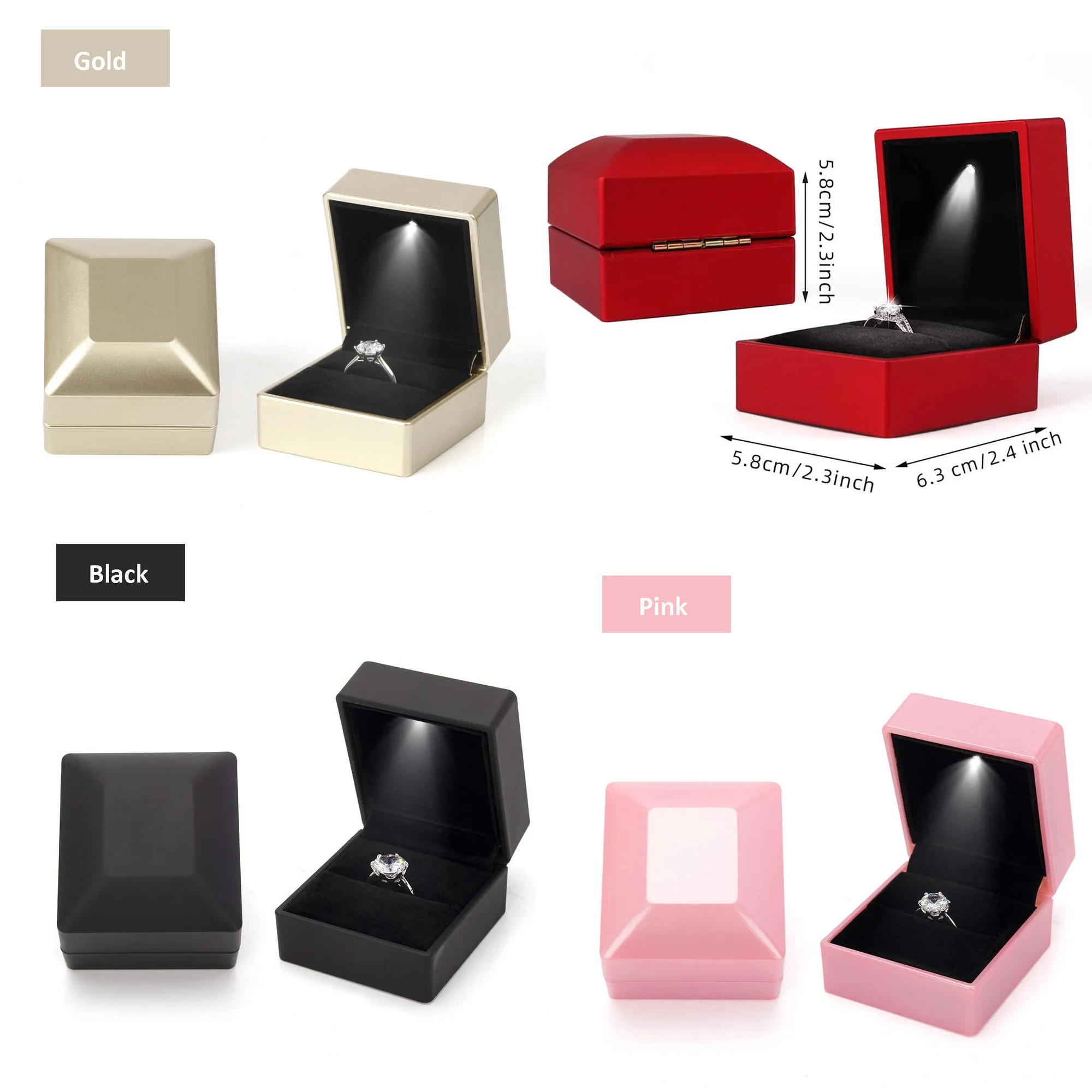 Es Jewelry Gift Box Red Wine Ring Case For Wedding Valentine's Day Anniversary