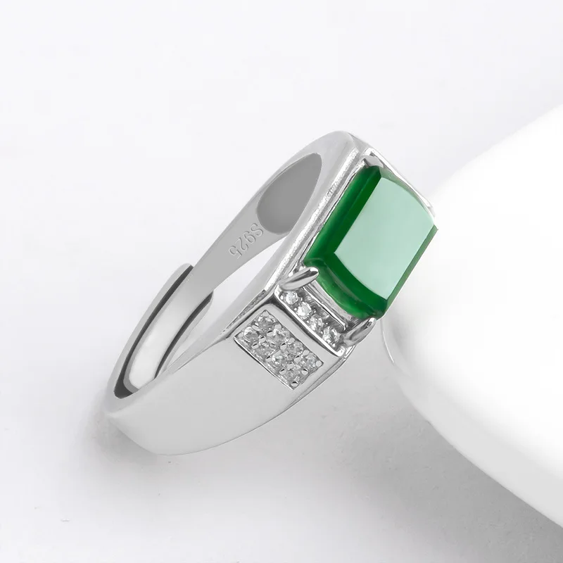 Burmese Jade Rings Charm Green Gemstones Amulet Real Women Designer Jadeite 925 Silver Gemstone Natural Emerald Jewelry