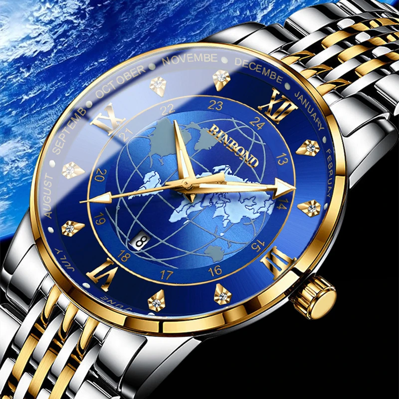 2023 New Men Watch Stainless Steel Top Quailty Luxury Push Button Hidden Clasp Waterproof Luminous Date Week Sport Wrist Watches