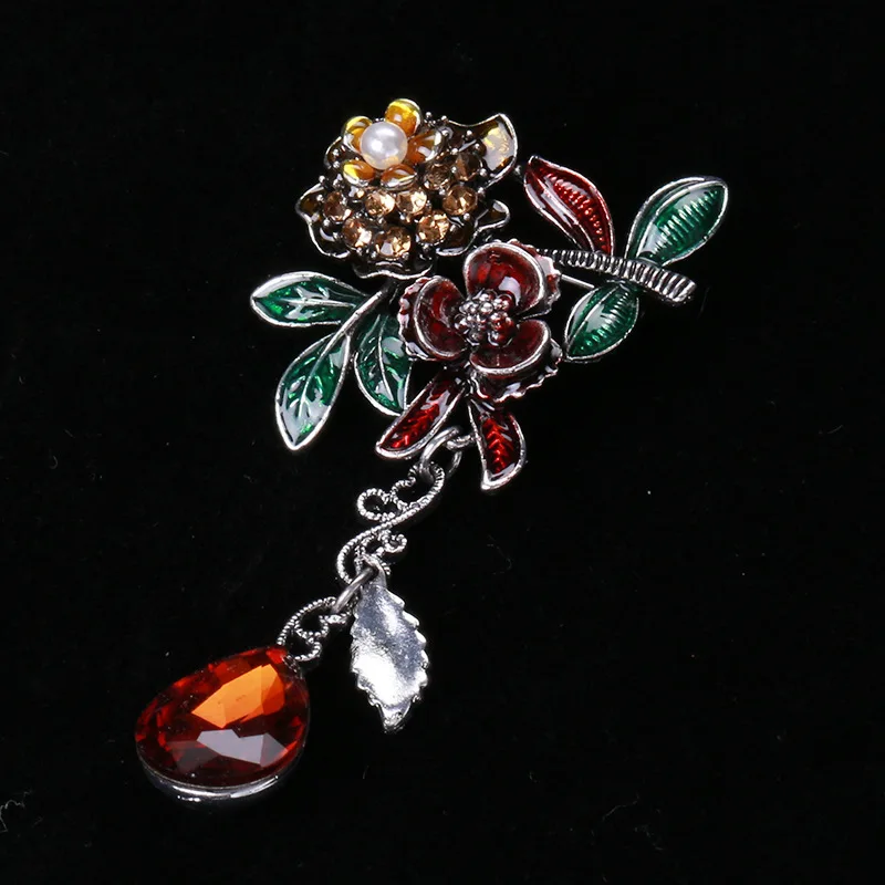 Hinestone броши в форме цветка камелии для женщин Винтажная модная зимняя брошь