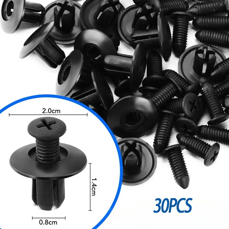 

Пластиковые заклепки 8 мм 20-100 шт., крепежные винты для автомобильного бампера, крыла, черные заклепки, крепежные зажимы для автомобилей Toyota Focus Kia Nissan Yamaha