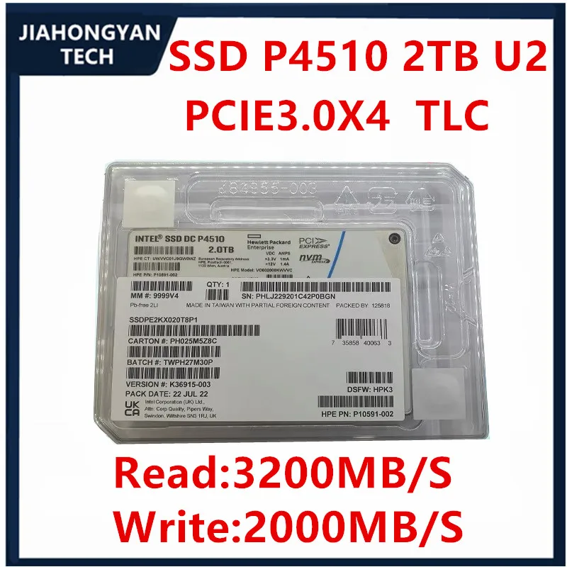 

Original FOR Intel SSD P4510 2T Enterprise FOR HP version U.2 interface NVME protocol