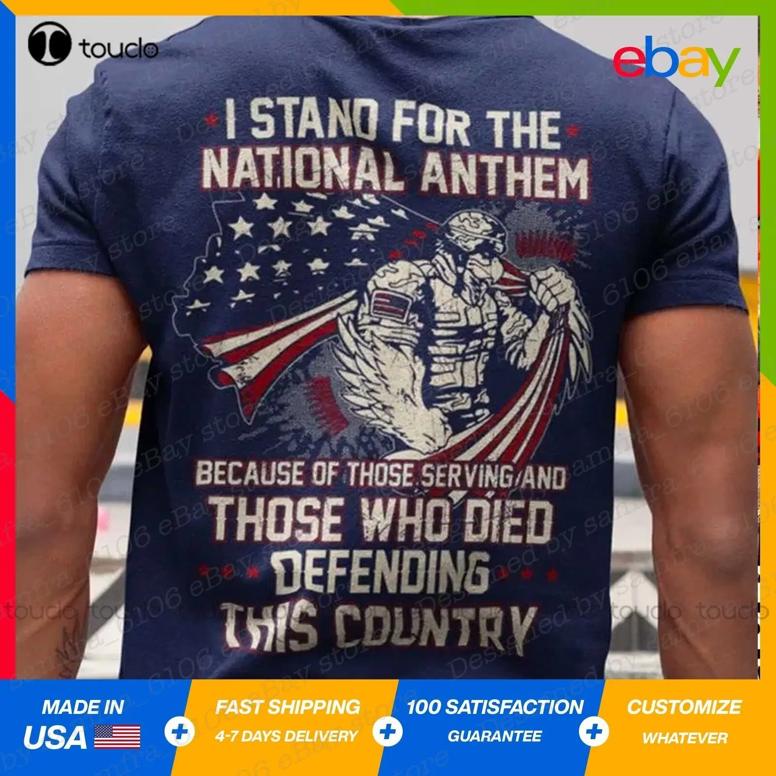 

New Veteran I Stand For The National Anthem Eagle Us Flag Memorial Day T-Shirt S-5Xl Cotton Tee Shirt