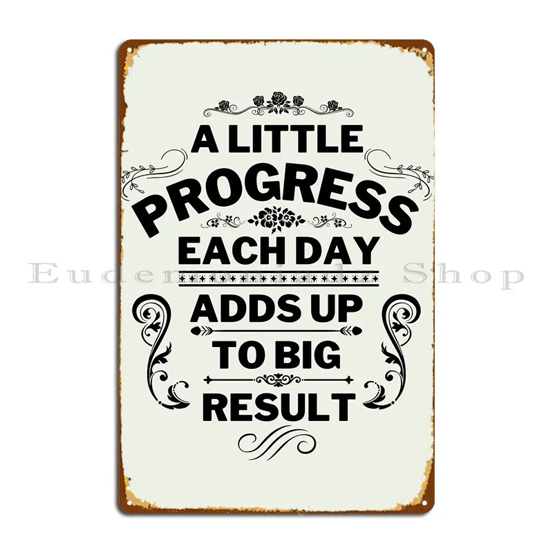 

Металлический плакат с цитатой результата прогресса, плакаты для кинотеатра, проектирование печати, создание оловянного знака, плаката