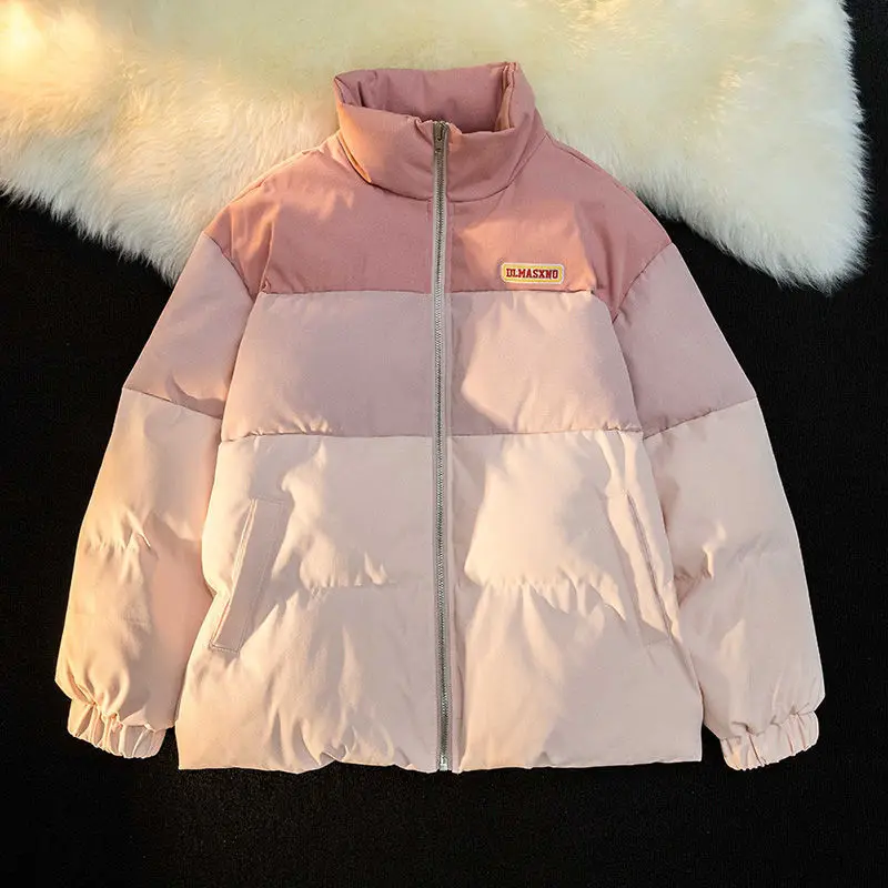 

Women Gradient Pink Down Jackets 2022 Winter Baggy Comfortable Coat Thickening Warm Female Cotton Padded Puffer Jacket Outwear