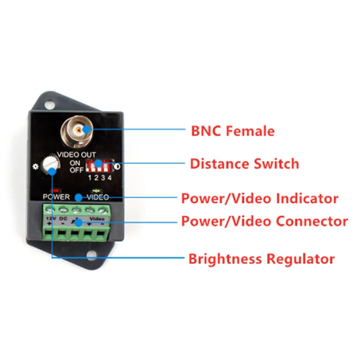 Одноканальный активный видеотрансмиттер для CCTV HD-TVI CVI AHD Active HD Video Transceiver