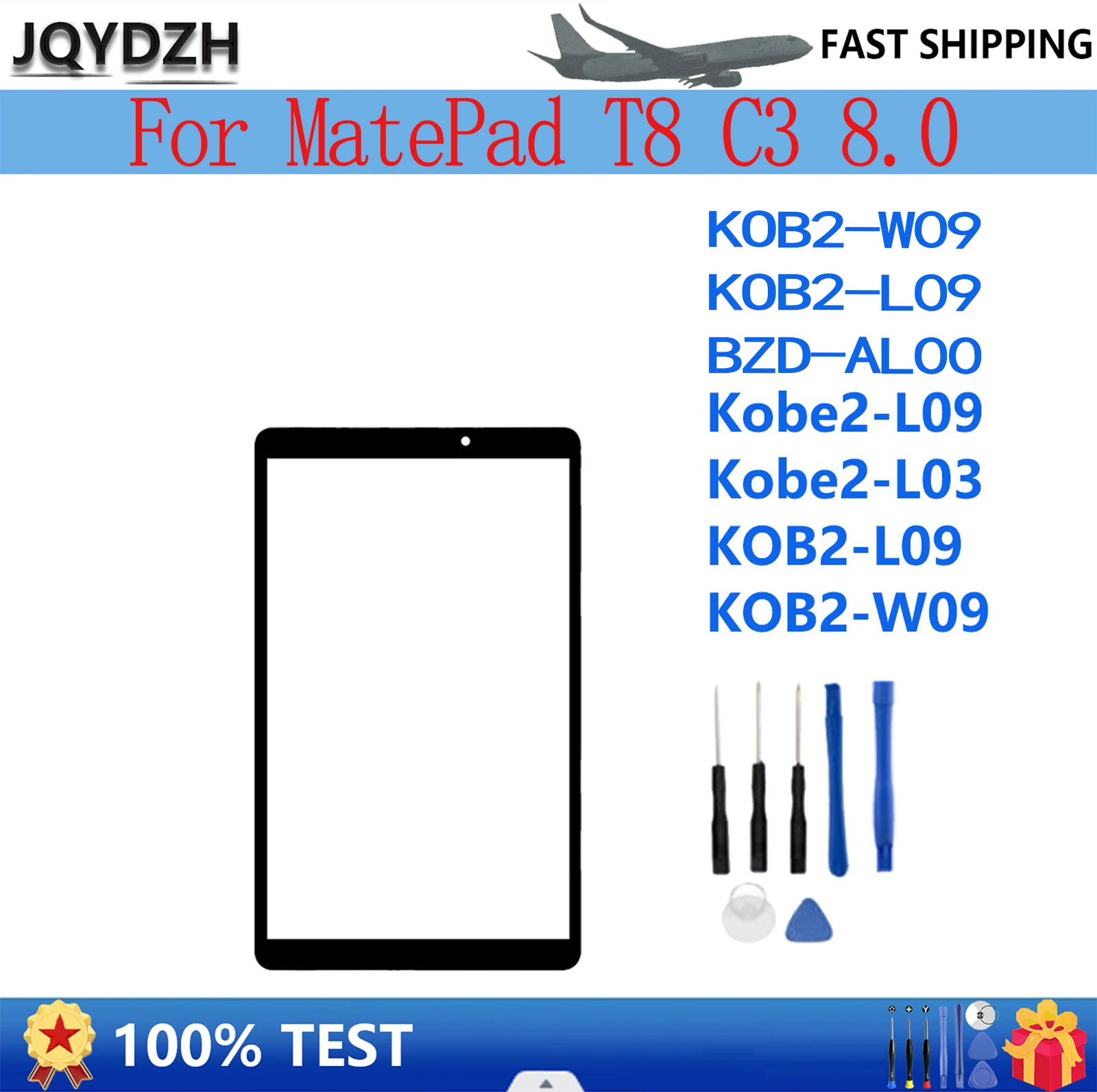 

JQYDZH For MatePad T8 C3 8.0 KOB2-W09 KOB2-L09 BZD-AL00 Only the cover outer screen The front glass New front glass cover