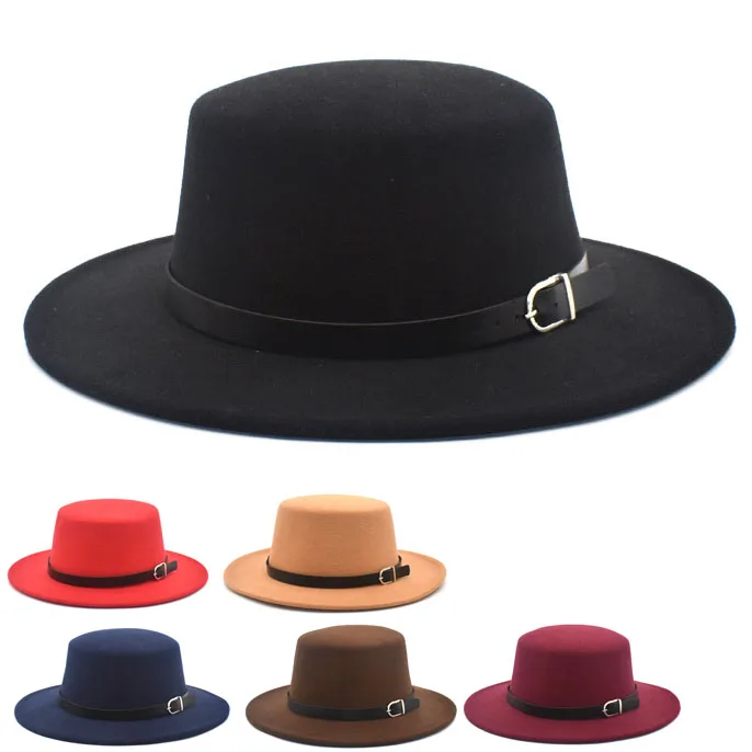 

New Felt Hat Men Fedora Hats with Belt Women Vintage Trilby Caps Wool Fedora Warm Jazz Hat Chapeau Femme feutre Panaman hat