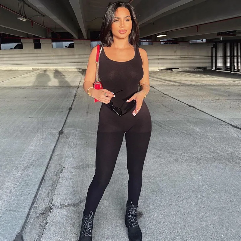 

Женский Летний комбинезон без рукавов, с высокой талией