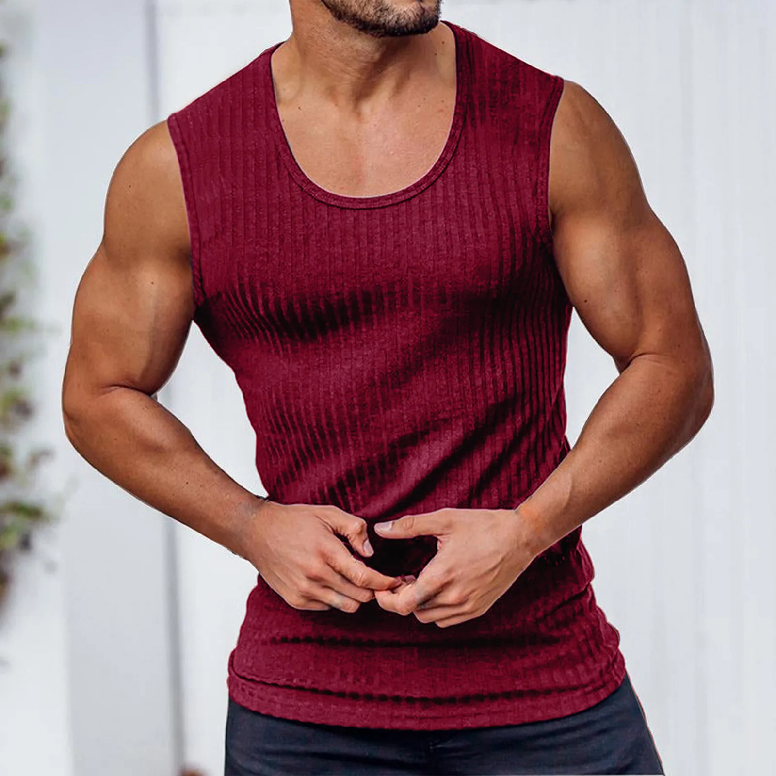

Men Long Sleeve Top Mens Summer Sleeveless Crew Neck Tight Sports Thread Fashion Vest Fitted T Shirts T Shirts for Men Graphic