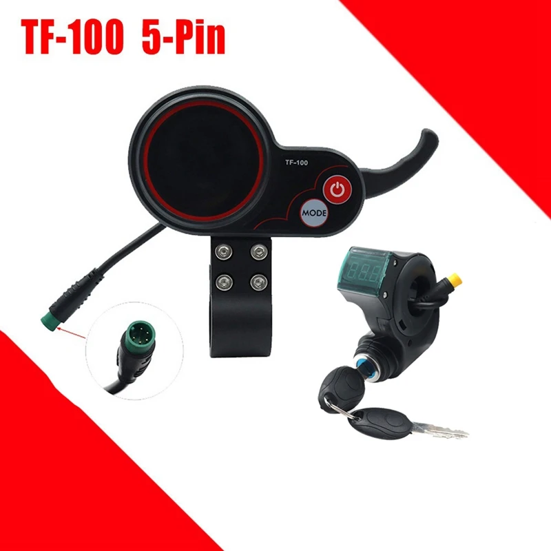 

TF-100 Display Dashboard 5Pin+3PIN Ignition Lock Key Scooter Skateboard Speedometer For Kugoo M4 Electric Scooter Replacement