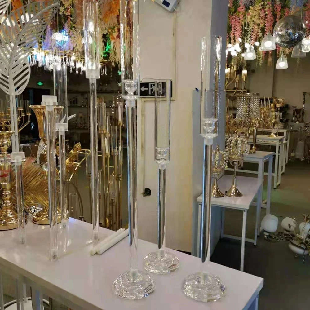 

5 set=15 pcs acrylic candlestick table craft wedding center pillar road lead party candlestick home decoration