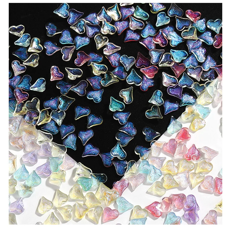 

50pcs Kawaii Resin Nail Charms Star Series Crooked Heart Straight Strip Nail Art Accessories Glitter Diamond Rhinestone For Nail