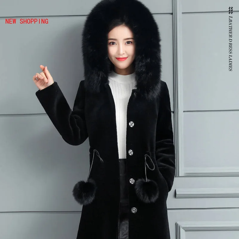 Luxurious Mid Length Faux Fur Coat Women Hooded Mink Cashmere Slim Fit Solid Long Sleeve Warm Single Breasted Noble Fur Coats