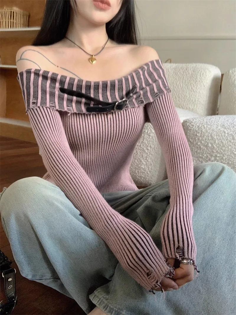 Y2k Пуловеры с длинными рукавами в стиле гранж-панк Харадзюку уличная одежда