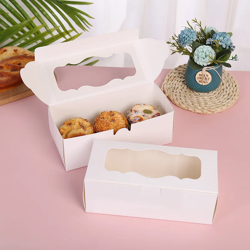 

20 шт. белая коробка для кексов и упаковка, коробки для печенья и тортов с окошком, контейнер для маффинов, контейнер для десертов