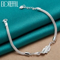 doteffil 925 sterling silver net snake heart chain bracelet for woman charm wedding engagement party fashion jewelry