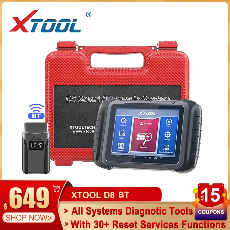 

XTOOL D8 BT OBD2 Diagnostic Tool Auto Key Programming ECU Coding Scanner with 30+ Special Functions Support Can FD Free Update