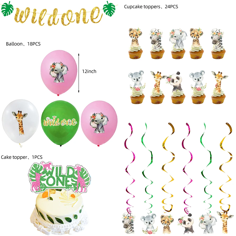 Wild One Theme Party Decoration Disposable Tableware Jungle Safari Theme Party Baby Shower Happy Birthday Party Decorations Kids