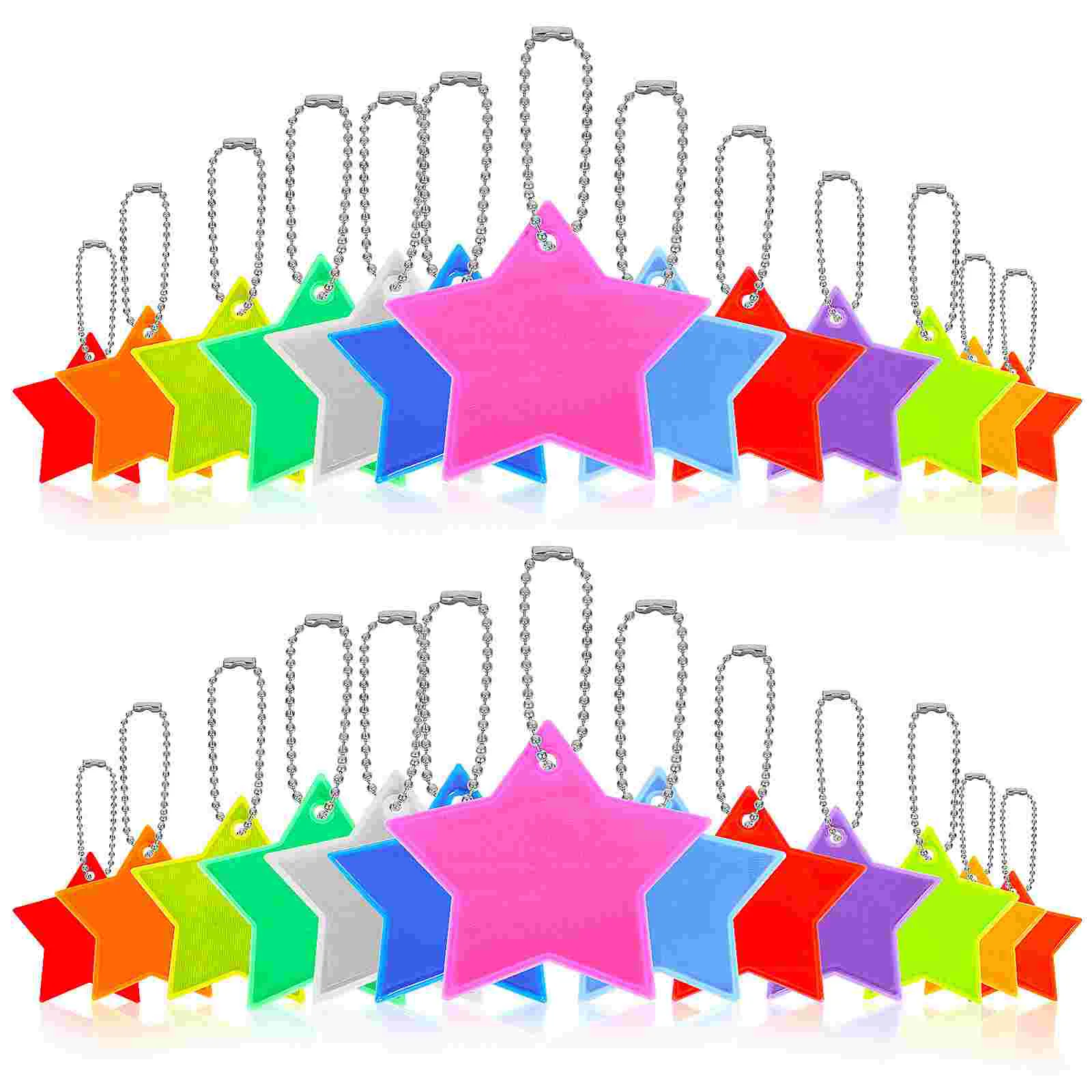 

26 Pcs Trendy Purse Key Chain Hanging Pendants Decoration Backpack Safety Reflective Gear Keychain Reflectors Star-shaped