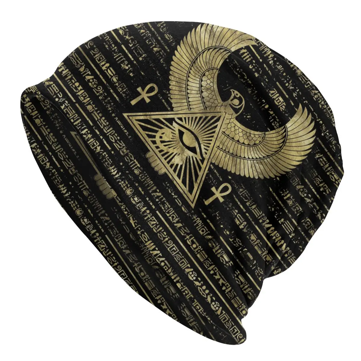 

Winter Warm Women Men Knit Hat Adult Ancient Egypt Eye Of Horus Skullies Beanies Caps Egyptian Culture Hieroglyphs Bonnet Hats