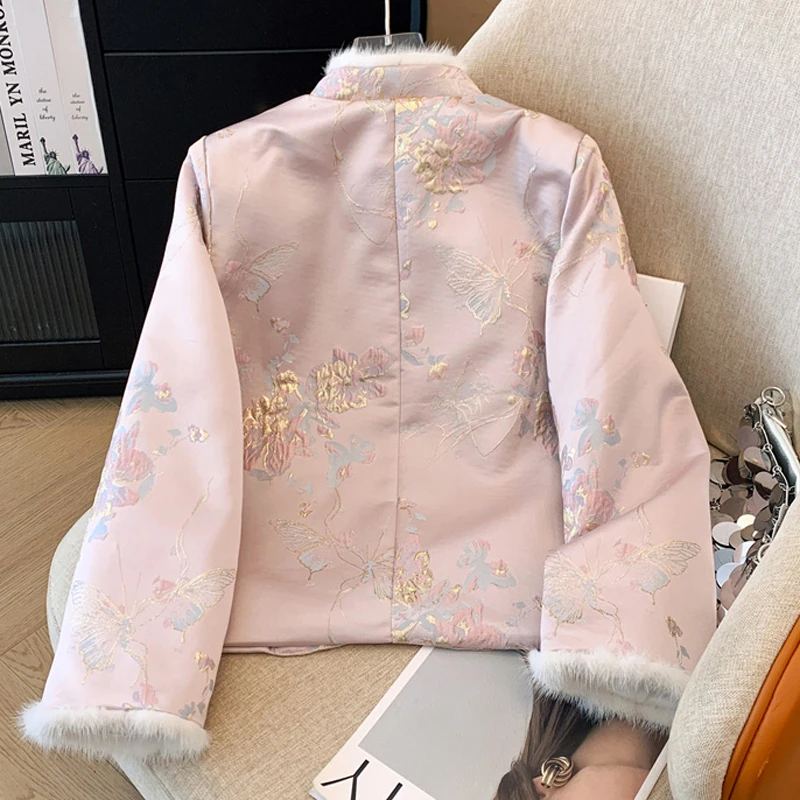 Новое китайское пальто на хлопковой подкладке для женщин зимнее