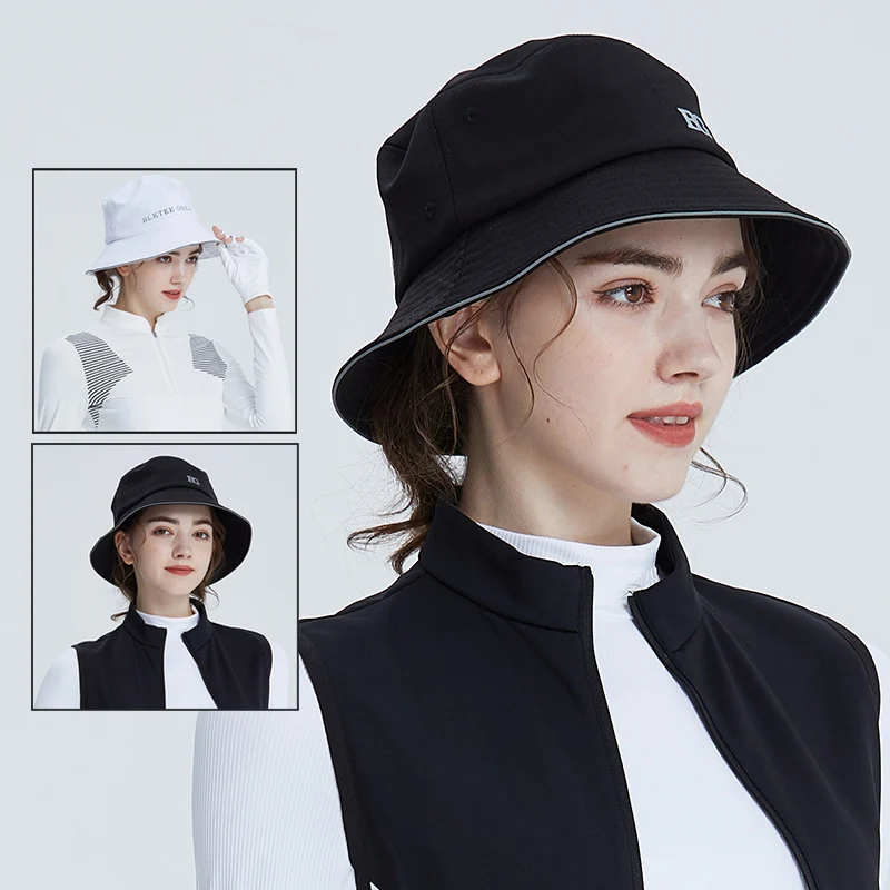 

Blktee New Golf Hat for Women Sunscreen Printed Golf Fishmen Hat Wide Brim Elegant Sun Visor Ladies Anti-UV Golf Caps