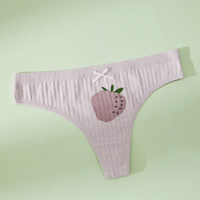 Женское нижнее белье с принтом модные стринги милая клубничная полоска теплый