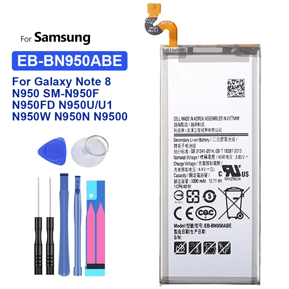 

Battery EB-BN950ABE 3300mAh For Samsung Galaxy Note 8 Note8 N950 SM-N950F N950FD N950U/U1 N950W N950N N9500 Bateria