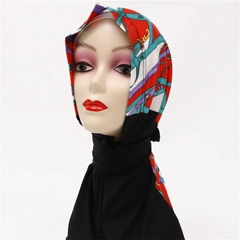 

Ready Hijab With Buckle Fastener Breathable Muslim Headscarf Bonnet Plain Neck Head Shawls Women's Turban Hat Islam Under Cap