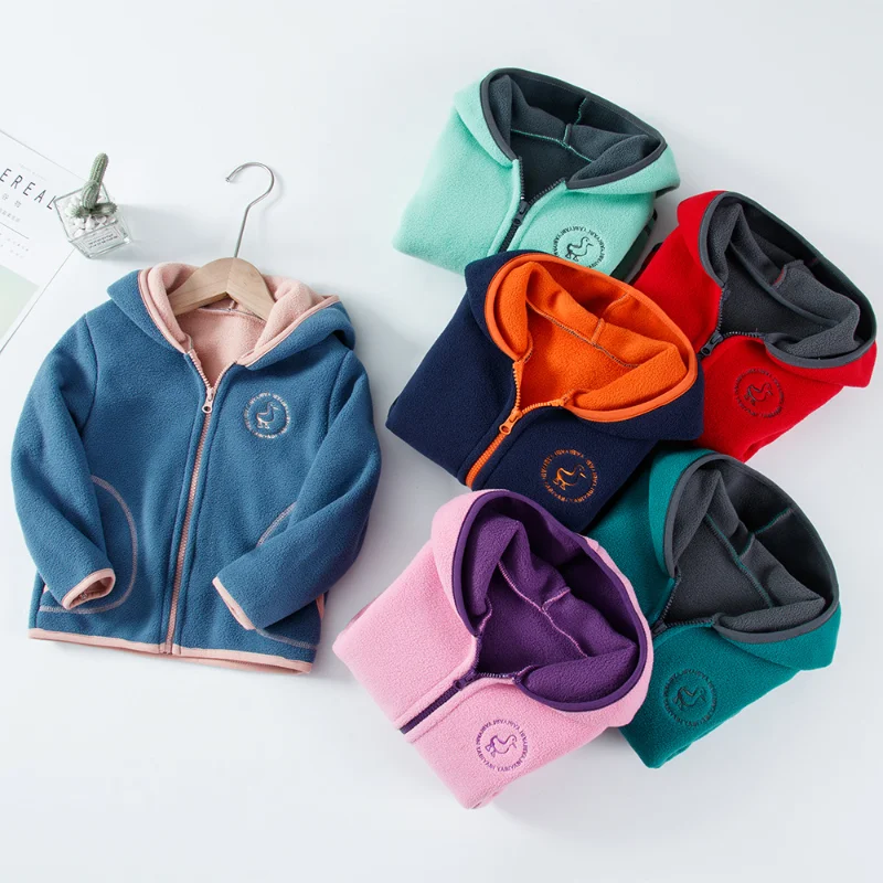 

Fashion Children's Clothing Jacket Fall/winter New Boys and Girls Stand Collar Hat Plus Velvet Padded Loose Jacket Warm Coat