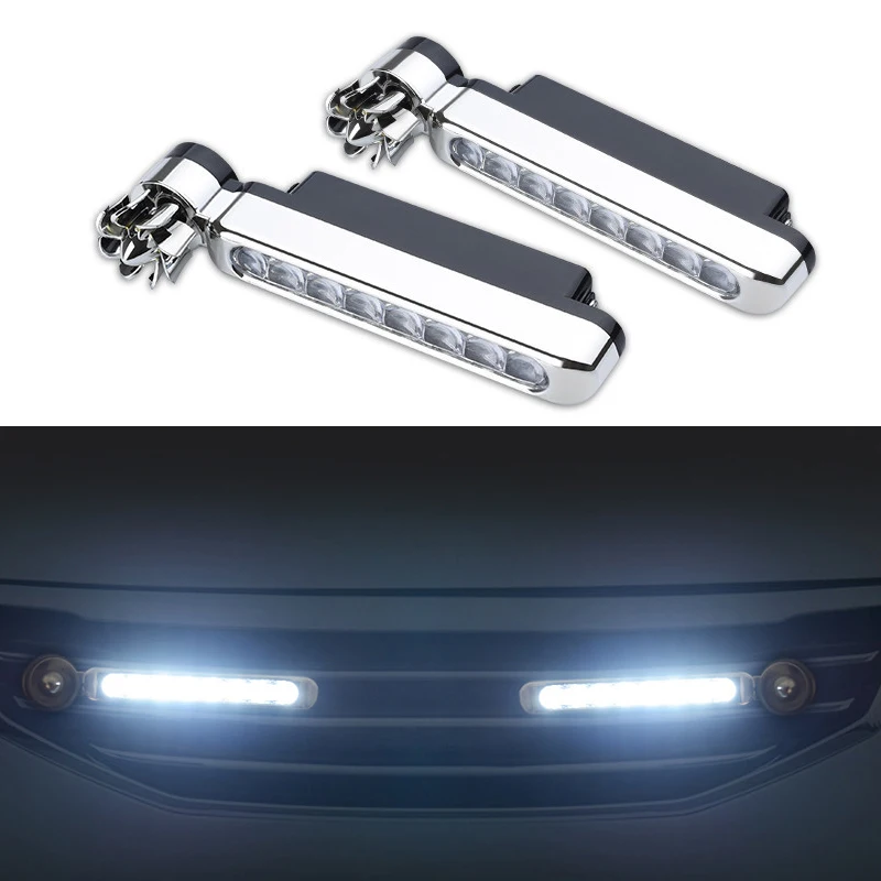 

2Pcs/Set High Brightness Daytime Running Light Wind Fan Powered 8 LED Car Light External DRL Running Lights Headlight Lamp