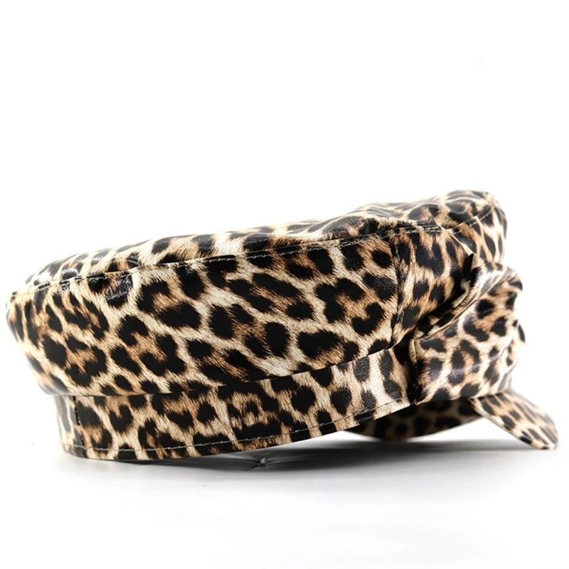 Модная шляпа с леопардовым принтом кожаная художника бантом декоративная