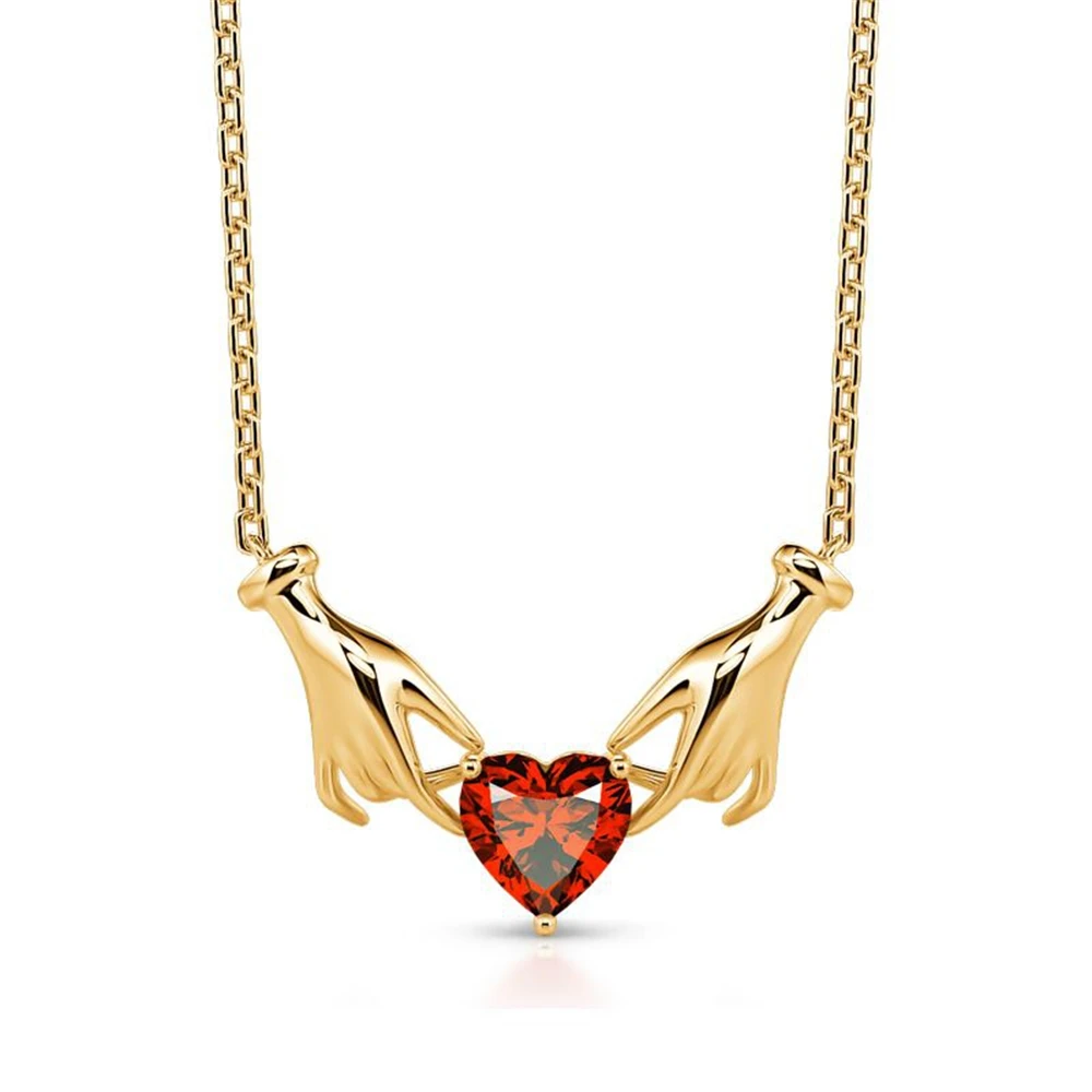 Ожерелье для женщин изысканное женское ожерелье с красным хрустальным сердцем