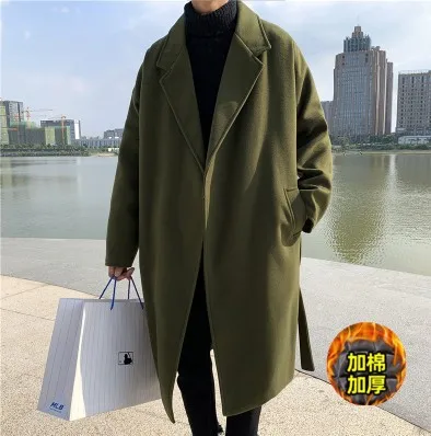 2022 clothing male over-the-knee long thickening and cotton warm coat men loose material coat  long jackets for men