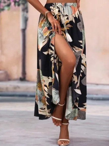 

Women's Summer Slit Big Swing Skirt Digital Printing Design European & American Funny & Casual Fashion Mew Skirts Female