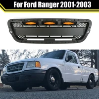 car modified abs front bumper mask grille racing grill with led lights auto exterior parts black for ford ranger 2001 2002 2003