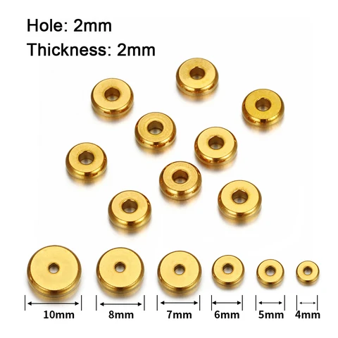 Разделительные бусины Ailimi из нержавеющей стали 20 шт., золотые, 4-10 мм