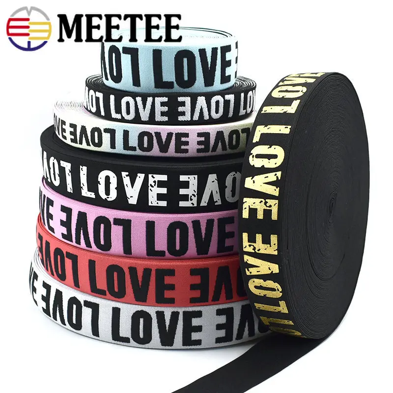 

5/10Meters 25/40mm Polyester Love Elastic Band Rubber Webbing Garment Waistband Pants Belt Craft DIY Clothing Sewing Accessories