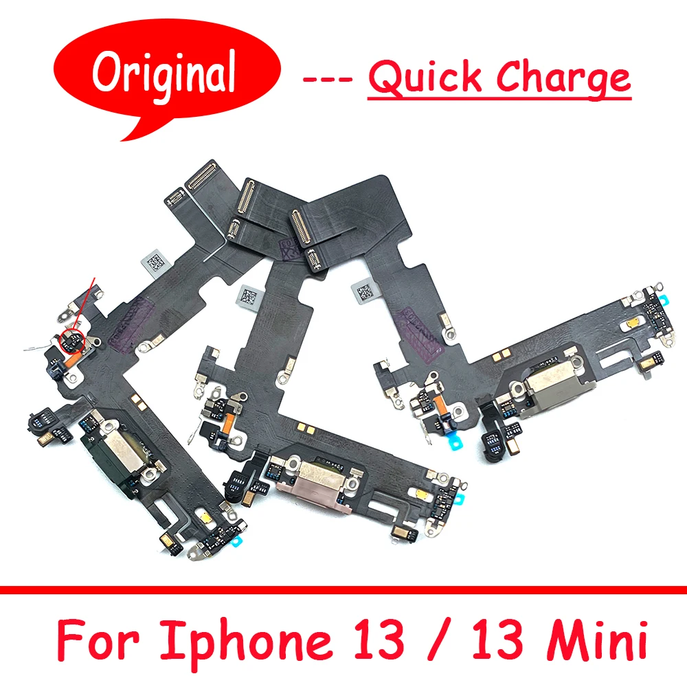 

Original For iPhone 13 Dock Connector Charger Port Flex Cable For iPhone 13 mini USB Charging With Microphone IC Ribbon