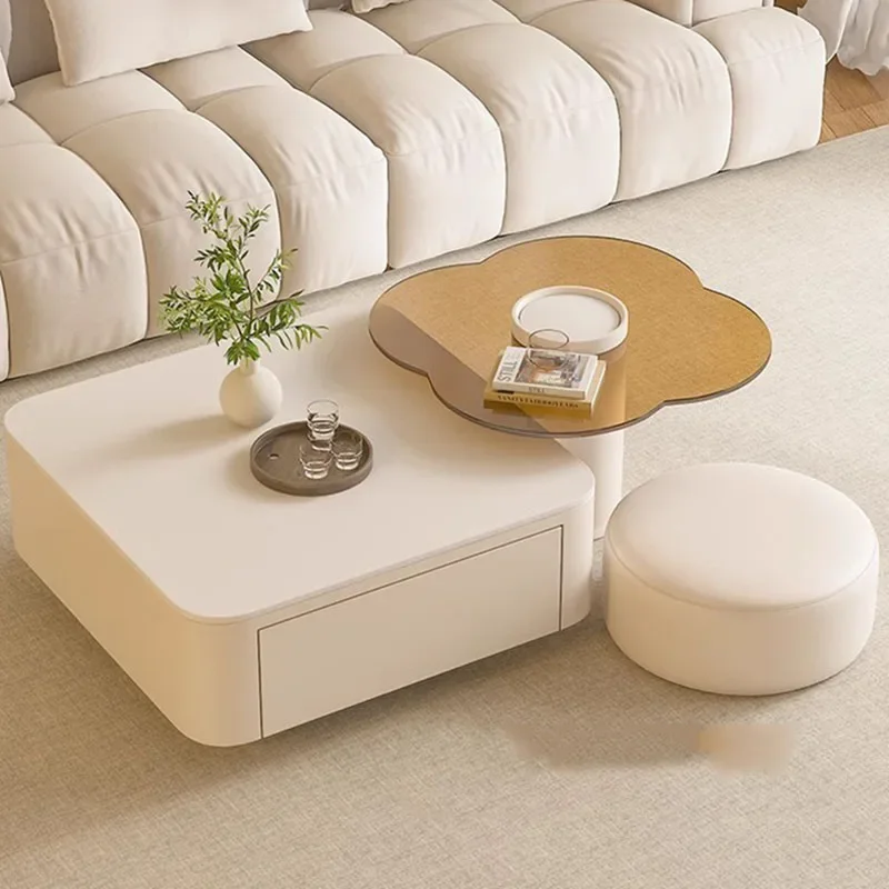 Роскошный журнальный столик для гостиной Trau белый высокий скандинавский