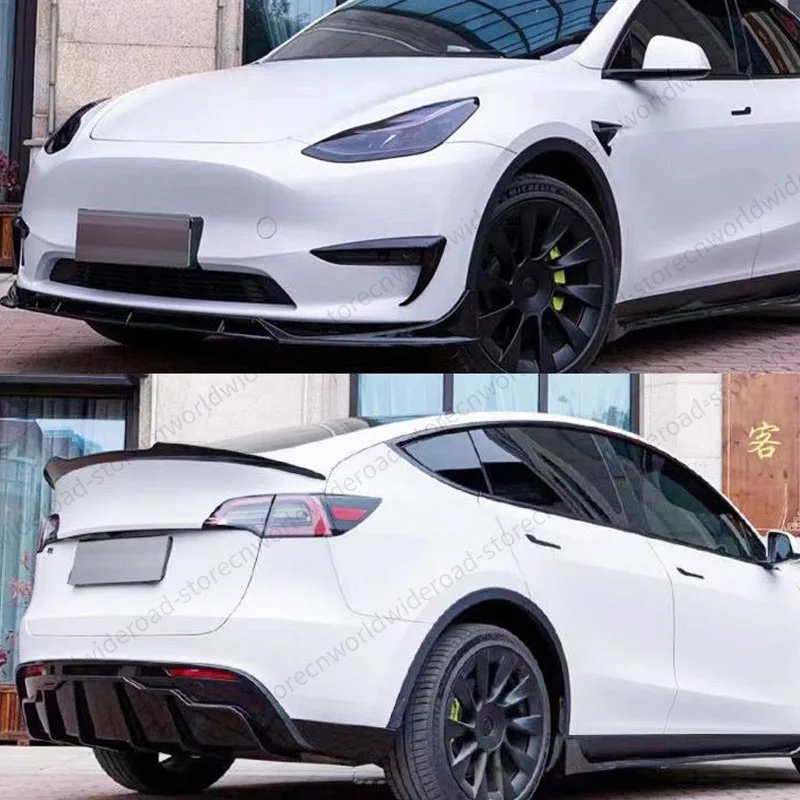 Комплект тела Tesla Model Y 2020-2023 блеск черный цвет Внешний бампер боковая юбка