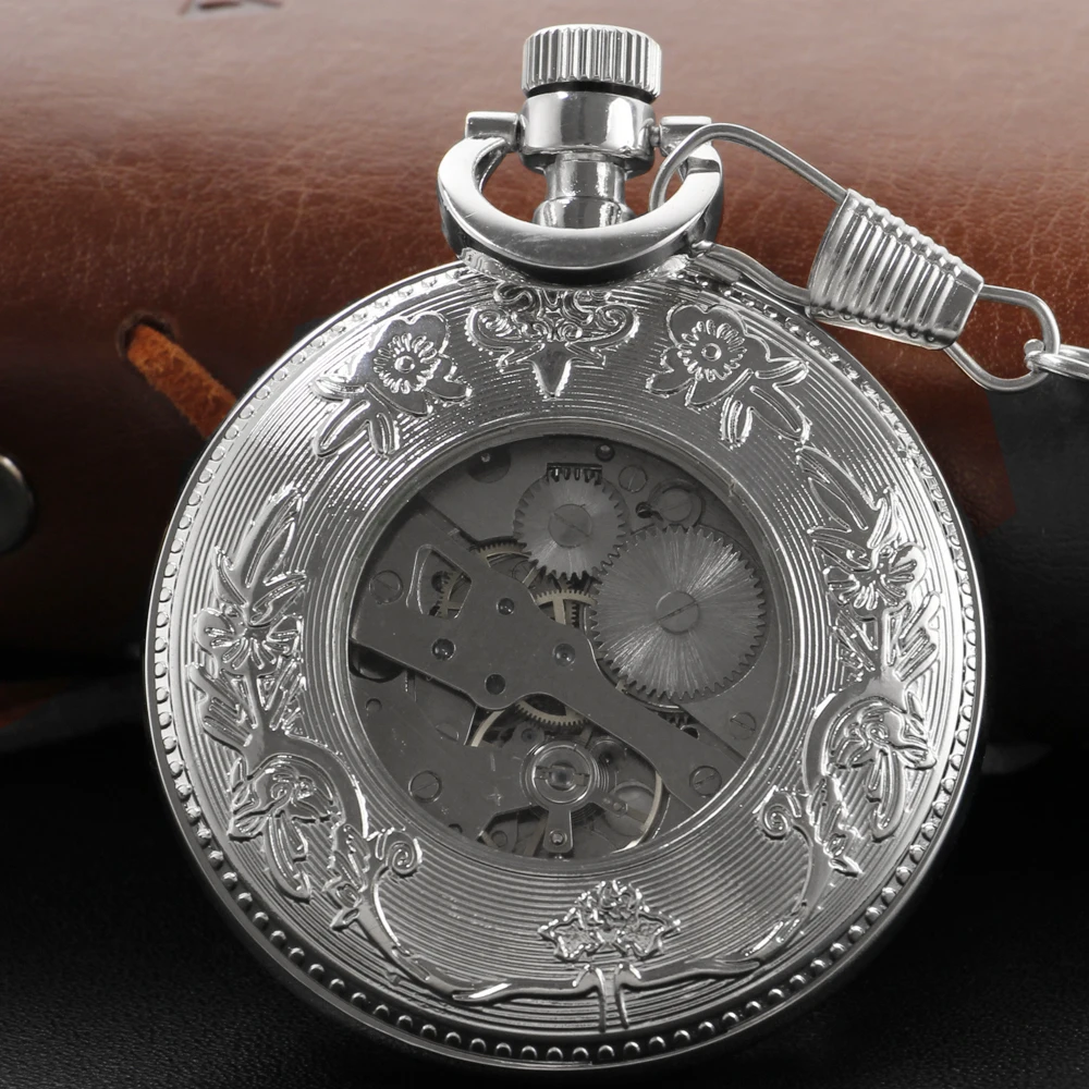 New Classic Timing Code Mechanical Pocket Watch with Fob Chain Men's Roman Digital Dial Fashion Pocket Watch Gift