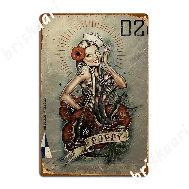 

Poppy Metal Sign Mural Printing Cinema Garage Wall Decor Tin Sign Posters