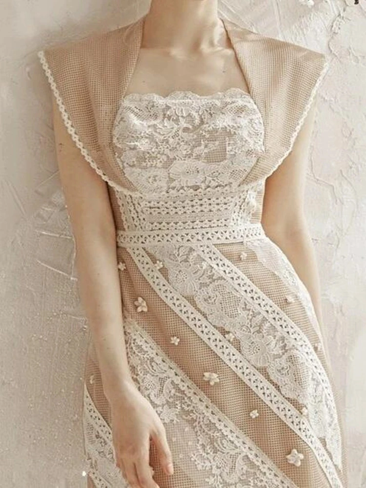 

Женское летнее кружевное платье, дизайнерское подиумное платье из газовой ткани с вышивкой