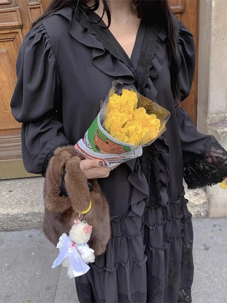 Французское нежное элегантное женское платье Vestidos 2024 осеннее корейское шикарное